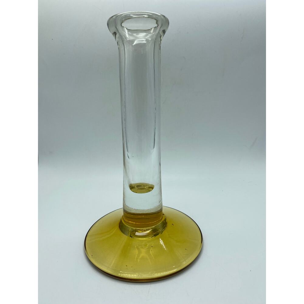 Blenko 9706 Crystal /Topaz Candle holder Bud vase 9.5 inch 1997‎ Rare